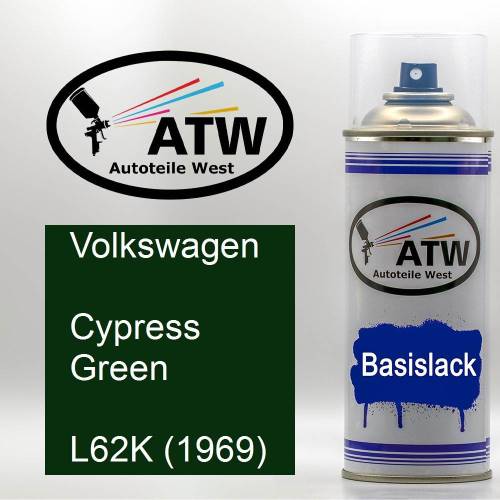 Volkswagen, Cypress Green, L62K (1969): 400ml Sprühdose, von ATW Autoteile West.